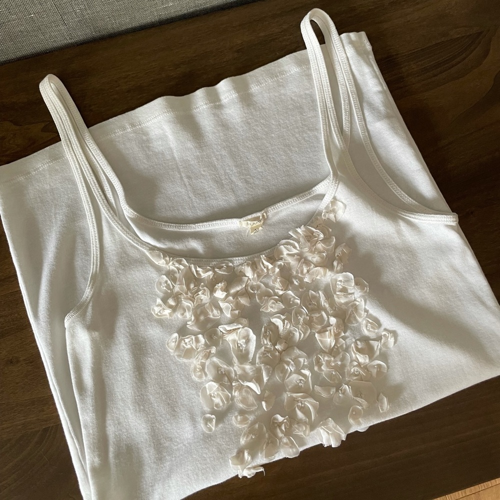 White JCrew Embellished Tank
